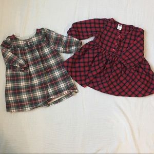 Set of two girls plaid holiday dresses